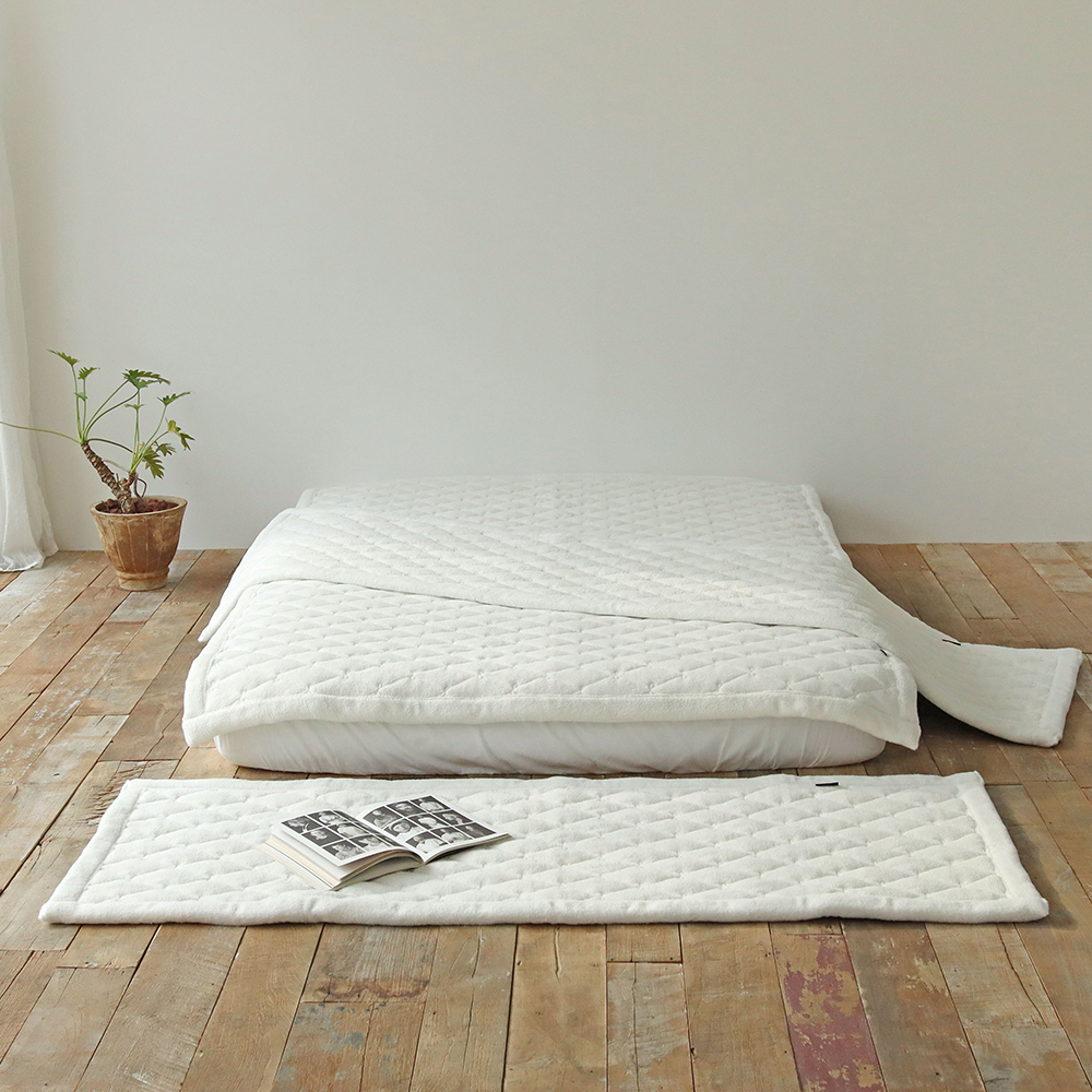뽀글이 양털 극세사 침대패드 도톰한 리본퀄팅 미끄럼방지 고정밴드 겨울패드 SS