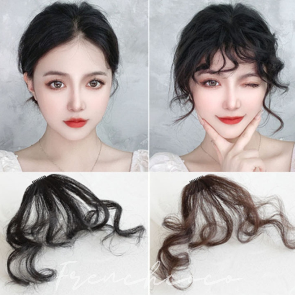 프렌치코코 히피 앞머리 파마 가발 가짜앞머리 똑딱이 곱슬 러블리 웨이브 - 상품 이미지