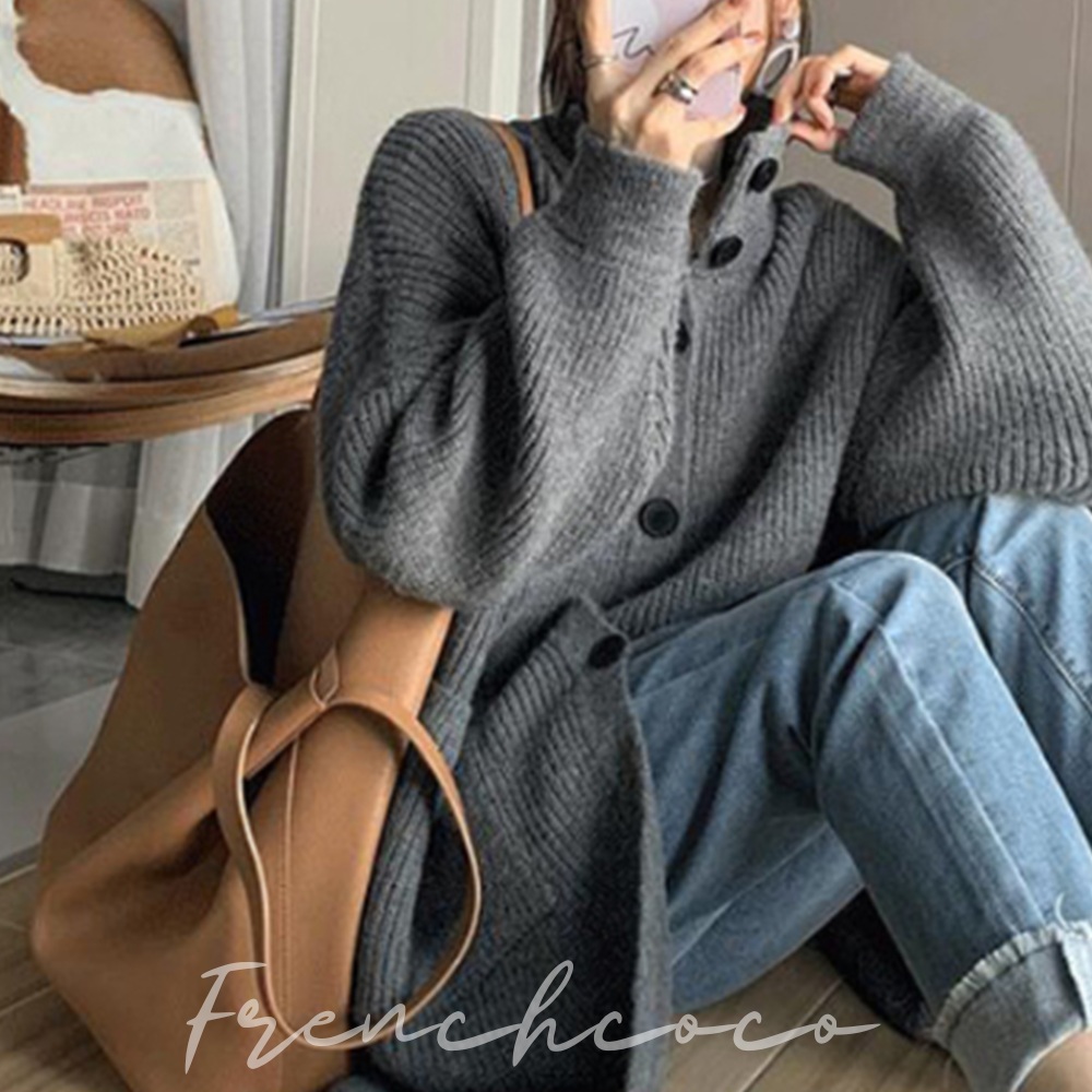 프렌치코코 두툼 빈티지 롱가디건 골지