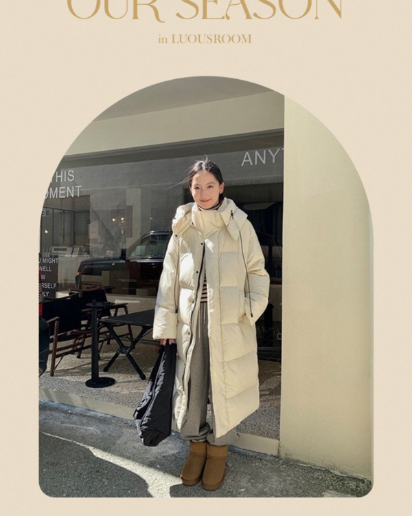 [한파템 ❄][덕다운]마닐라 후드 하이넥 오버핏 패딩(2color)롱패딩/숏패딩/커플패딩/겨울커플/머플러패딩/크리스마스/연말룩 /후드패딩/무스탕/커플룩 - 상세 이미지 2