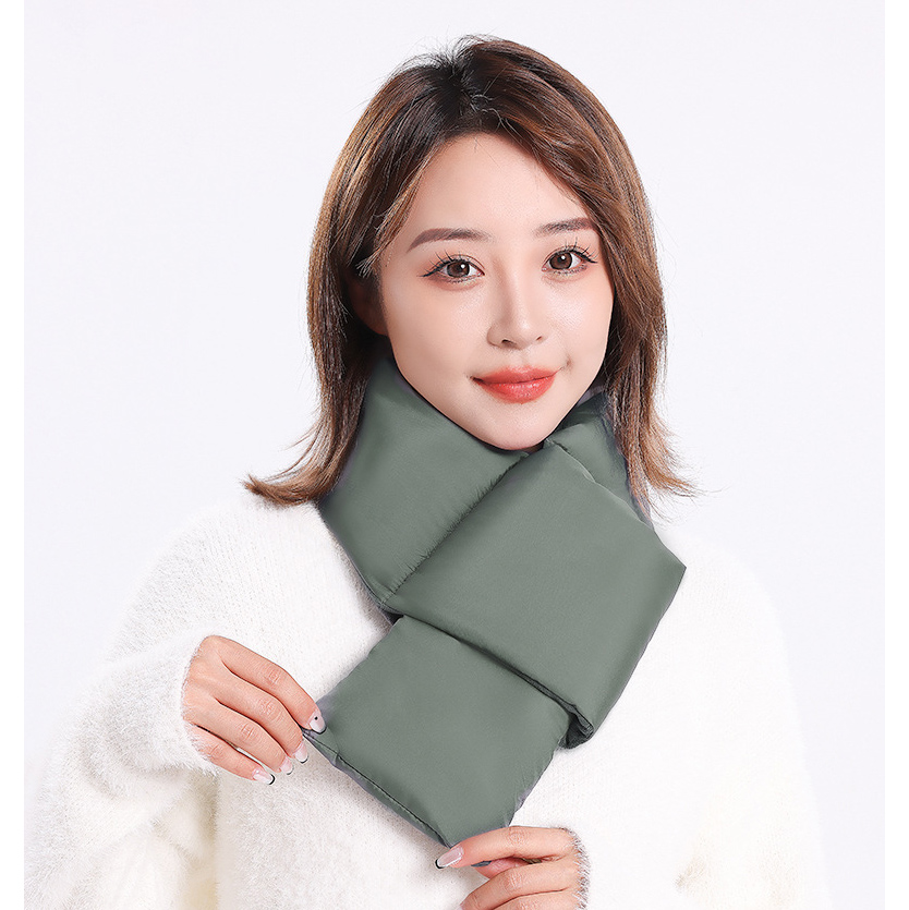 겨울 방한 패딩목도리 머플러 핫팩 보관 포켓 경량패딩 남녀공용 워머 폴리에스테르, 그린 이미지 7