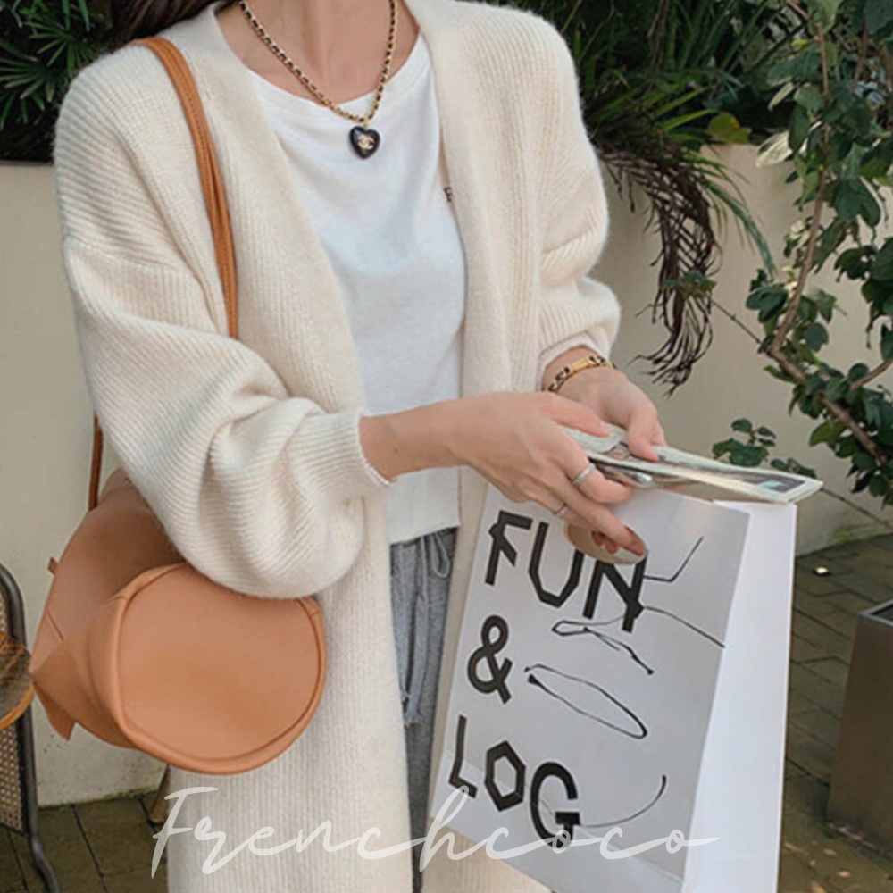 프렌치코코 니트 롱 가디건 로브스타일 겨울 가오리핏 실내가디건