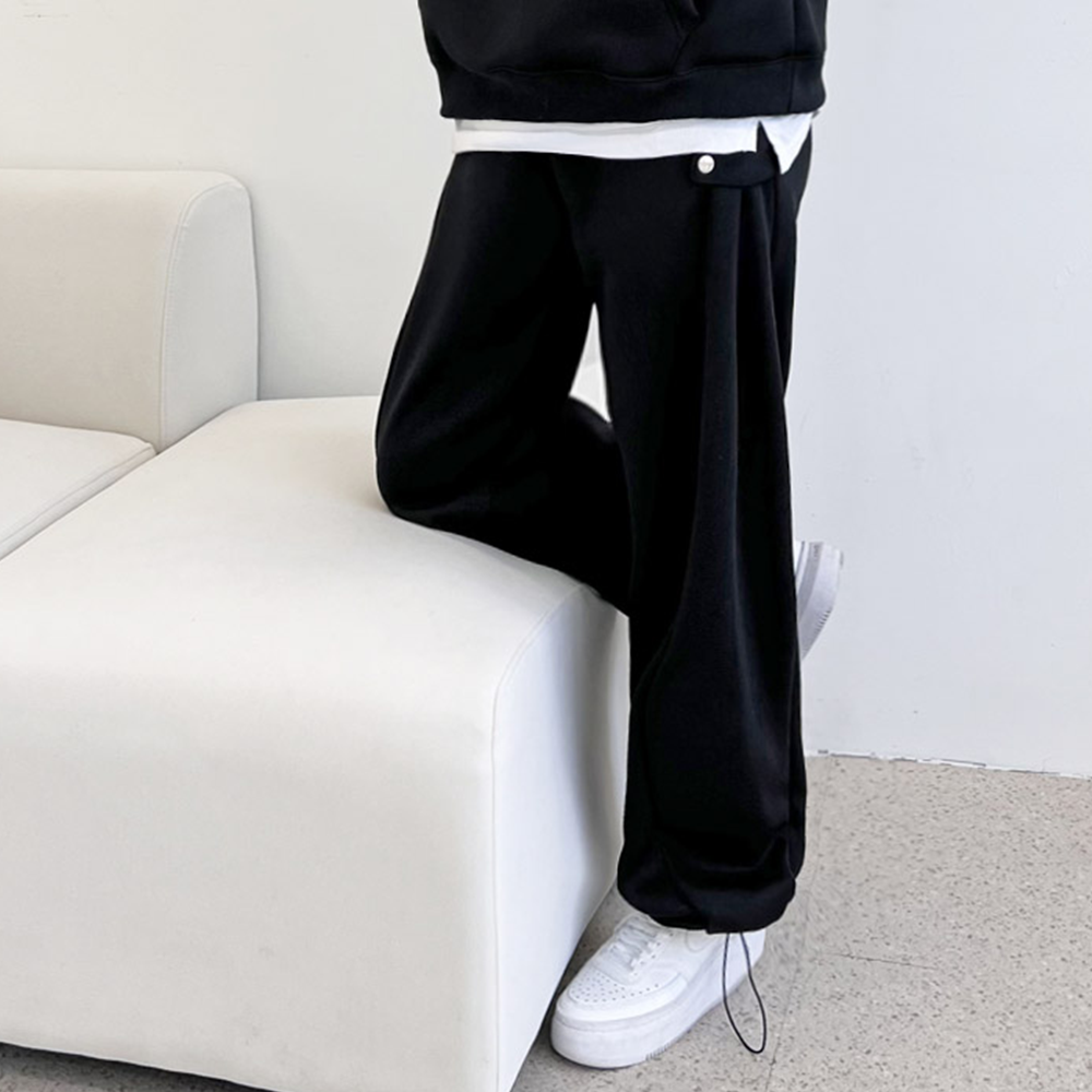 기모고무줄바지 통큰 여성 양털 융기모 털 와이드 트레이닝 팬츠 - 상세 이미지 5
