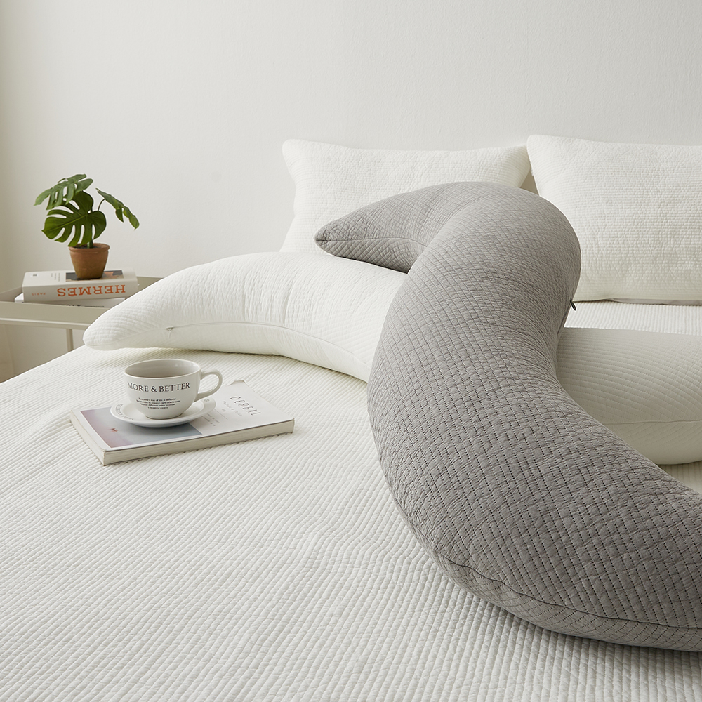 집앤콕 바디필로우 롱쿠션 순면 임산부용 안고자는 긴베개 커버만 그레이