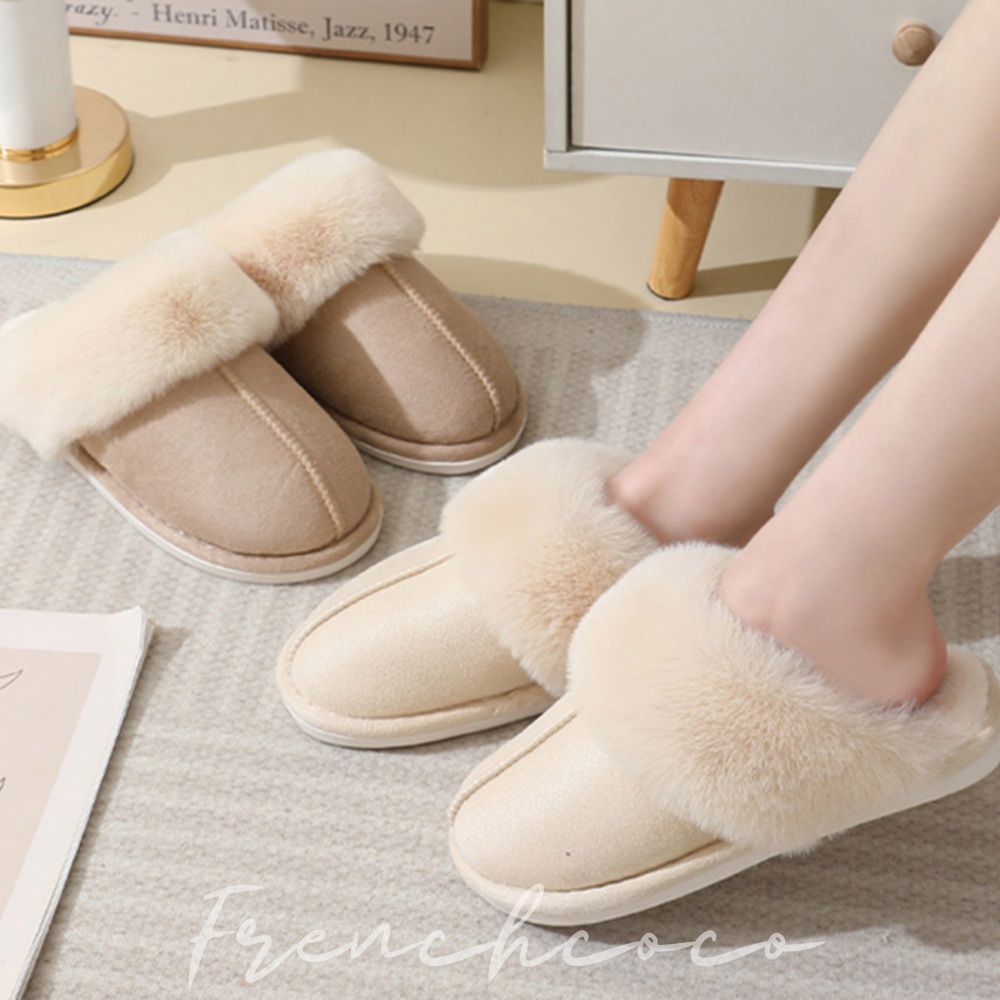 프렌치코코 따뜻한 슬리퍼 양털 거실화 스웨이드 슬리퍼 - 상품 이미지
