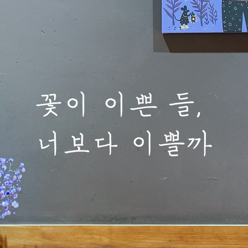 감성 손글씨 레터링 스티커 꽃이 이쁜 들 너보다 이쁠까 검정S - 상세 이미지 3