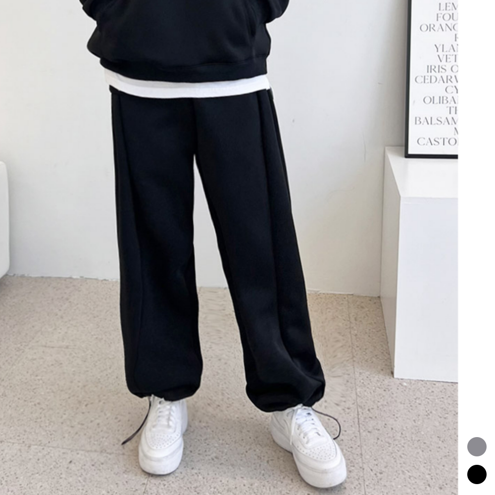 기모고무줄바지 통큰 여성 양털 융기모 털 와이드 트레이닝 팬츠 - 상품 이미지