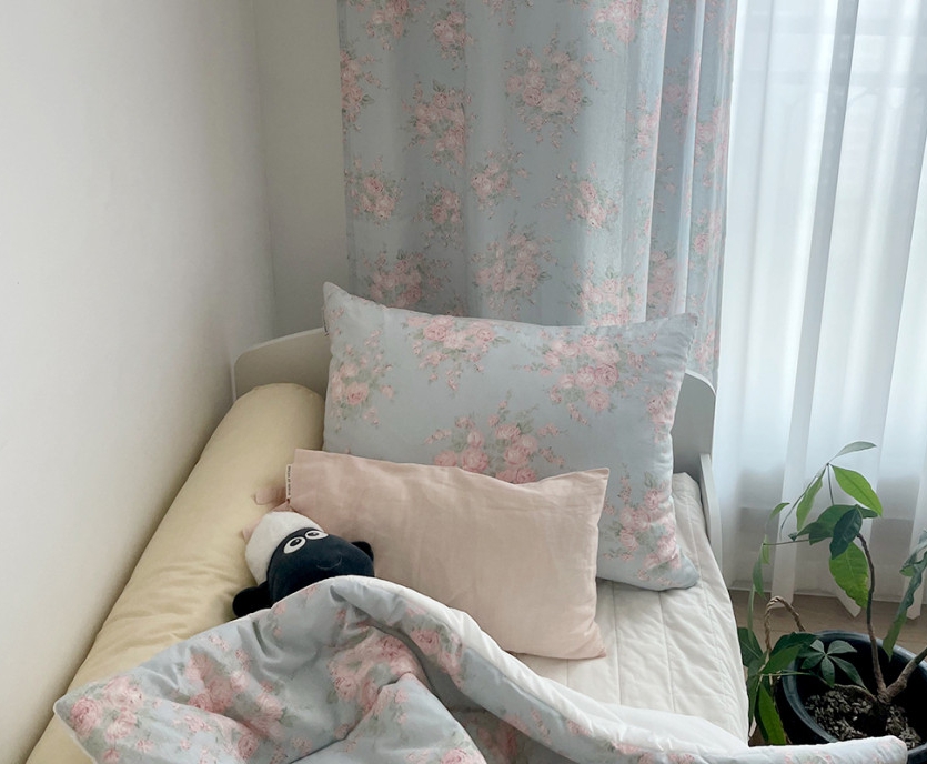 바이아미 물랑 꽃무늬 빈티지 레트로 맞춤 제작 사계절 린넨 커튼