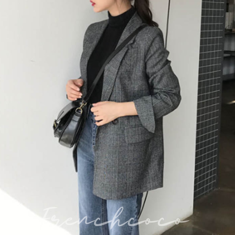 프렌치코코 클래식 체크 여성 자켓 오피스룩 - 메인 이미지