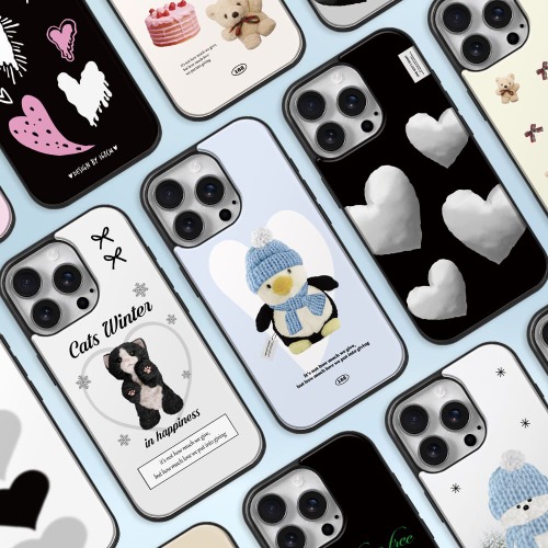 아이폰16 프로 케이스 하드 베이직 스웨이드 빈티지 하트 핑크 - 상세 이미지 5