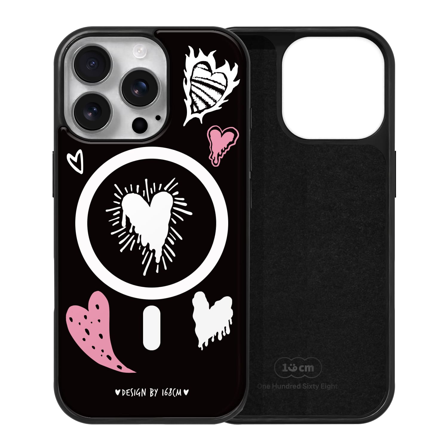 아이폰16 프로 맥세이프 케이스 제작 스웨이드 빈티지 하트 핑크 - 상품 이미지