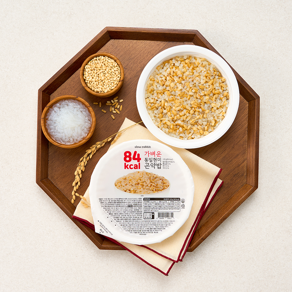 슬로우래빗 84kcal 가벼운 통밀현미 곤약밥 즉석밥 130g, 24개