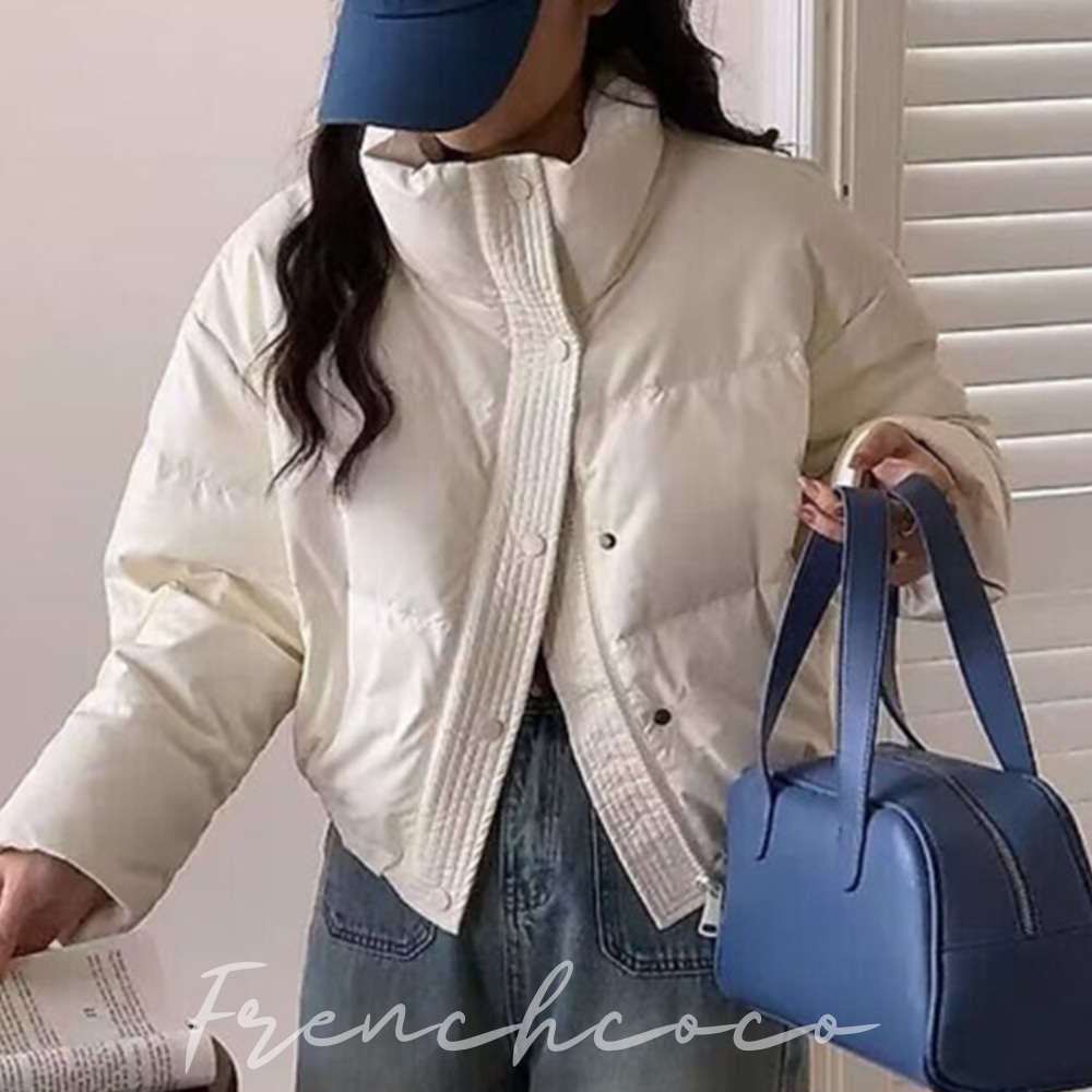 프렌치코코 여성숏패딩 가벼운 점퍼 하이넥 오버핏 출퇴근 사무실 현장근무