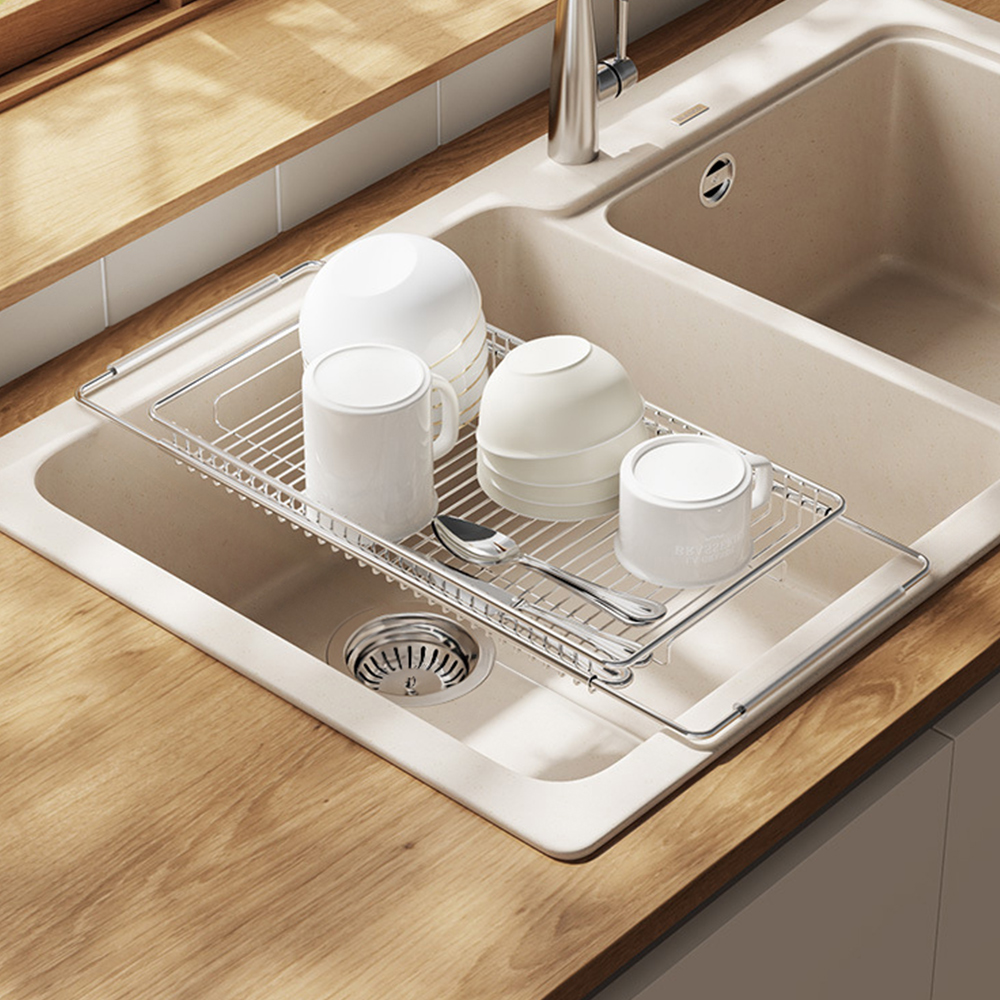 로우 스텐 설거지건조대 싱크대선반 그릇 컵 물빠짐트레이 확장형 건조망