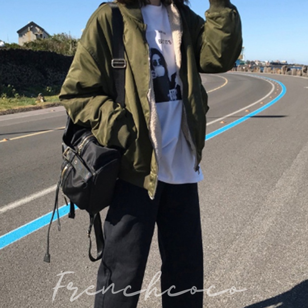 프렌치코코 여성 리버시블 뽀글이 항공 캐주얼 패션 양면 점퍼