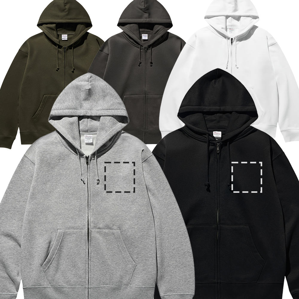 [인쇄비포함] 단체티 로고 사진 커스텀 프린팅 라이트 기모 오버핏 후드집업 주문제작 제품 이미지