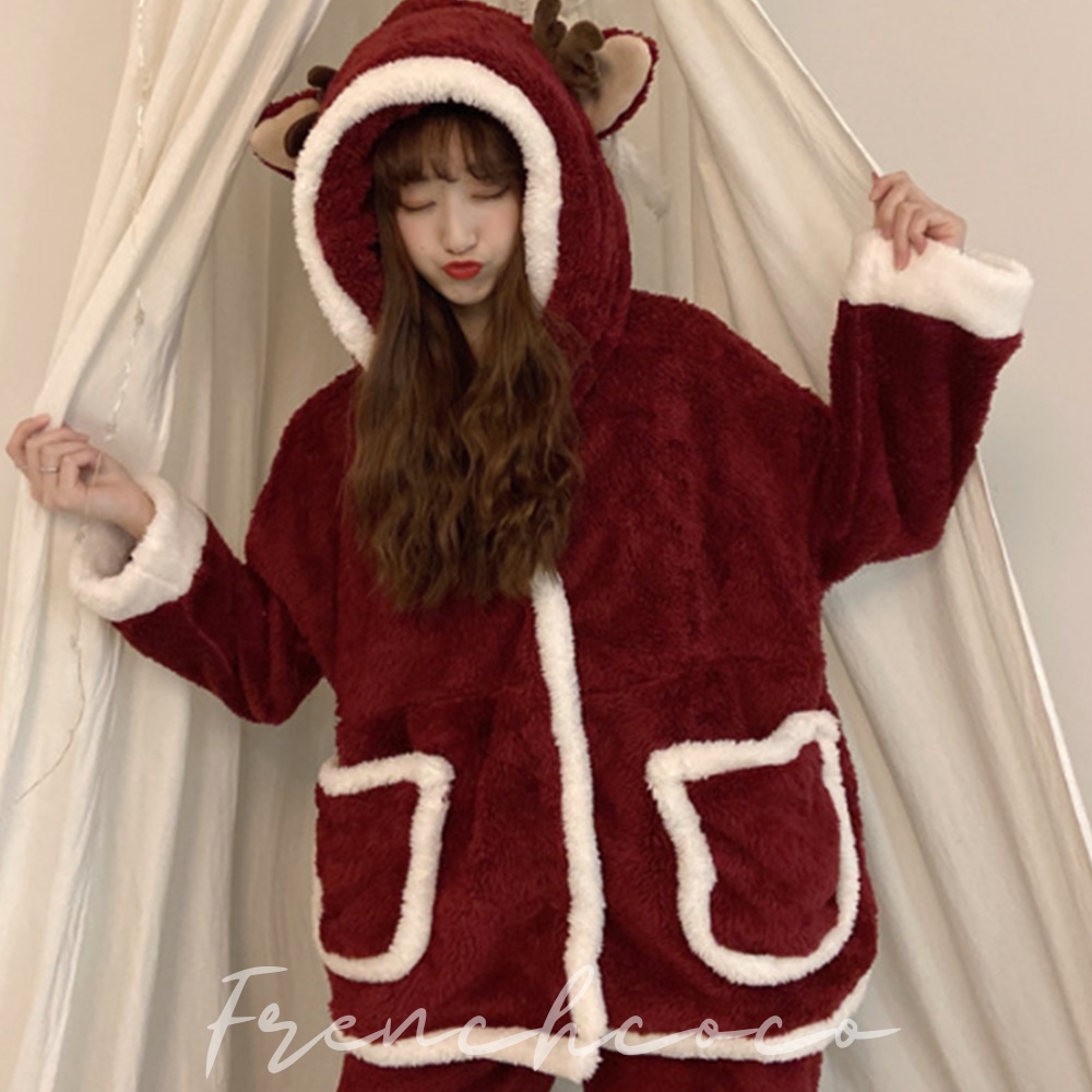 프렌치코코 크리스마스 잠옷 연말 극세사 수면잠옷 파자마 세트 - 상품 이미지