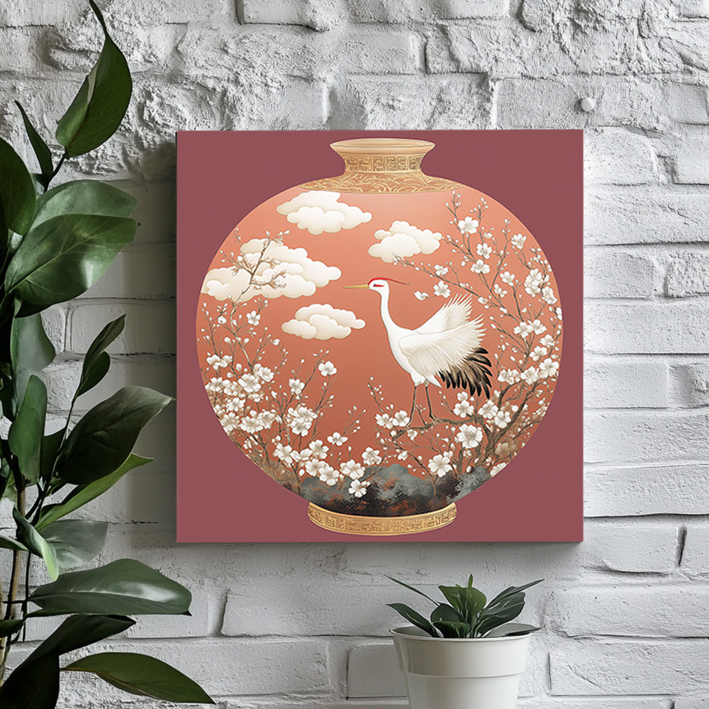 장수꽃항아리 45X45 캔버스액자 항아리그림 - 상세 이미지 4