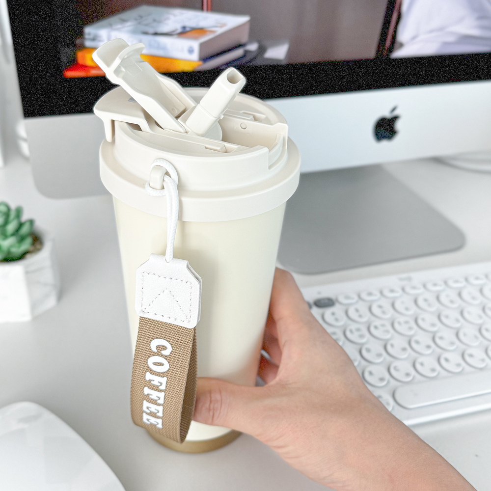 메르 블랑쉐 보온 보냉 빨대 손잡이 316스텐 텀블러 530ML