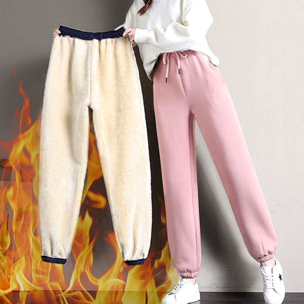 따뜻하고 포근한 여성 기모조거팬츠 겨울 조거핏 밴딩 바지 3color - 상품 이미지