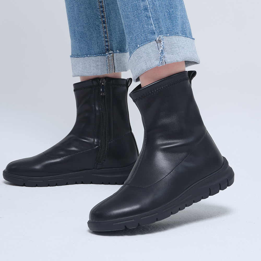 [기모안감] 230~255 데이워크 발편한 아치깔창 여성 앵클 스판 부츠 코이 블랙 DW30051-BK - 상세 이미지 2