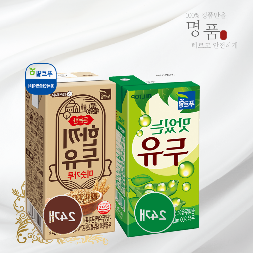 양심판매 푸르밀 맛있는 두유 200ml 24개+든든한 한끼두유 미숫가루 190ml 24개  인기상품 : 그레이팜