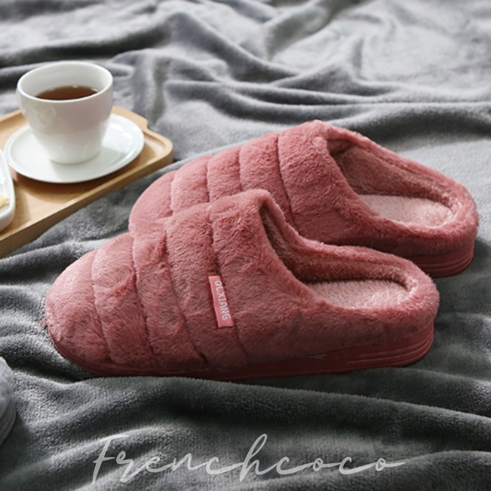 프렌치코코 극세사 털슬리퍼 보온 쿠션 실내화 - 메인 이미지