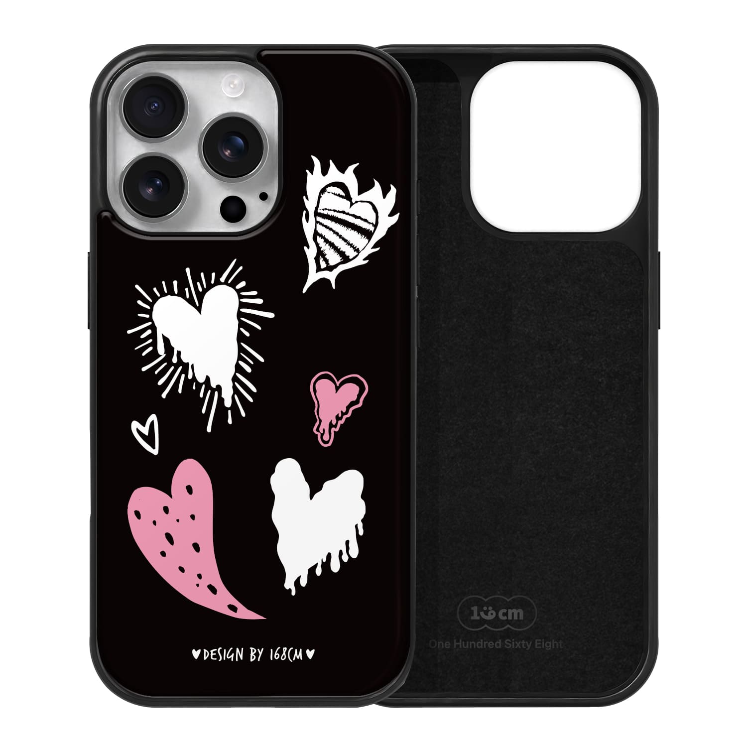 아이폰16 프로 케이스 하드 베이직 스웨이드 빈티지 하트 핑크 - 상품 이미지