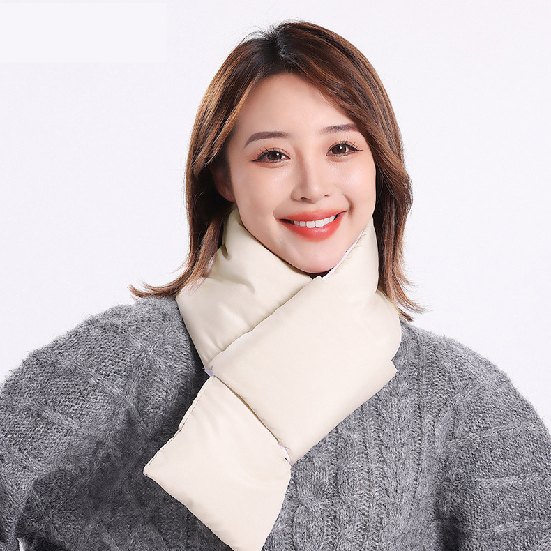 겨울 방한 패딩목도리 머플러 핫팩 보관 포켓 경량패딩 남녀공용 워머 폴리에스테르, 베이지 이미지 7