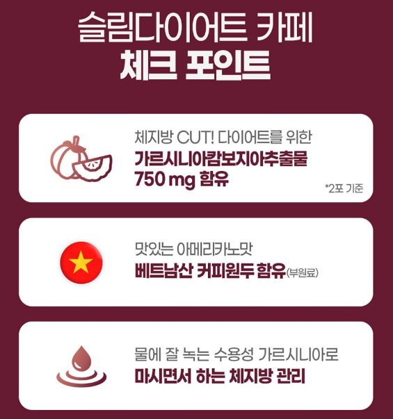 다이어트 커피 수용성 가르시니아 캄보지아 추출물 750mg 슬림 카페 체지방 내장지방분해 - 상세 이미지 2