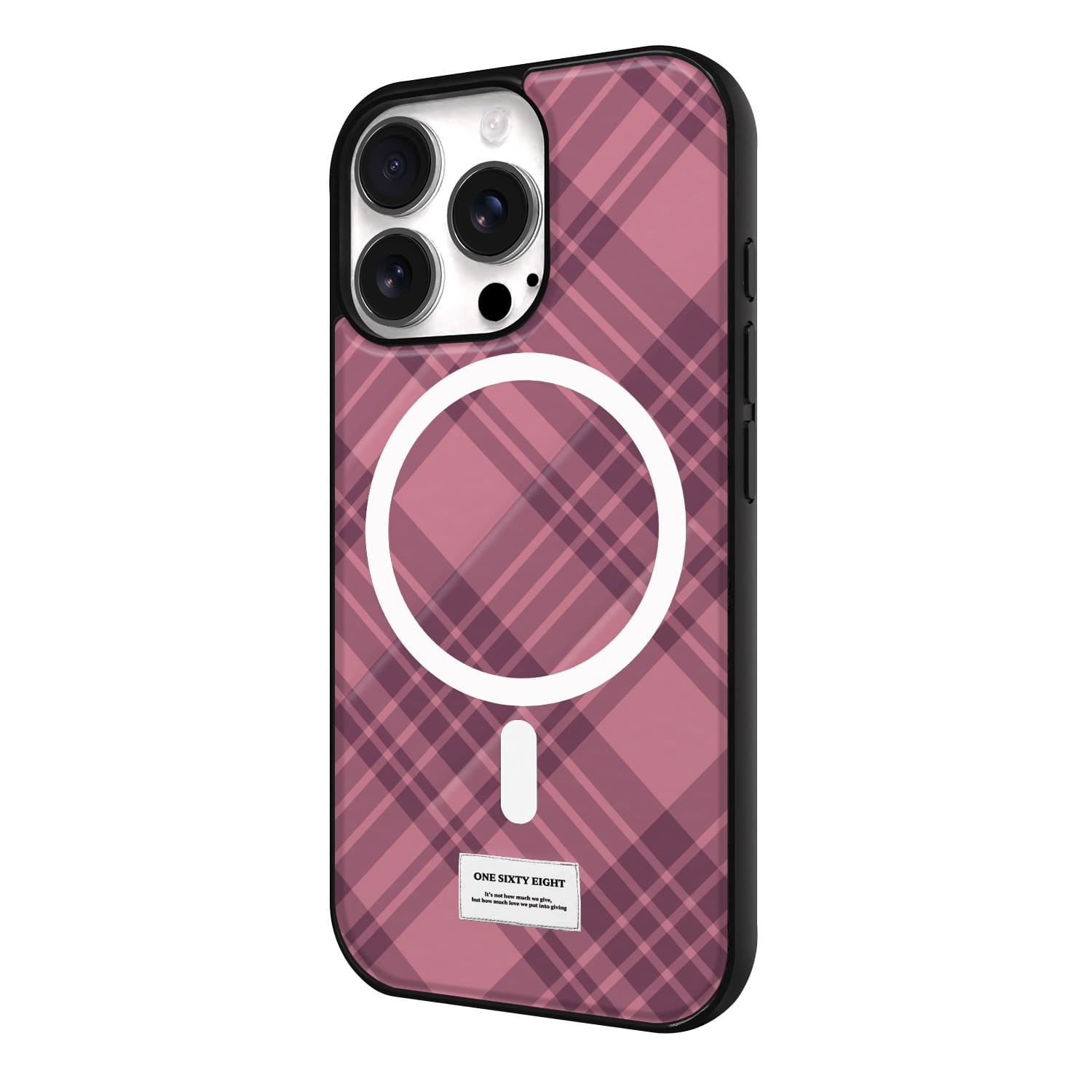 아이폰16 프로 케이스 맥세이프 우정 스웨이드 하이틴 핑크 체크 - 상세 이미지 3