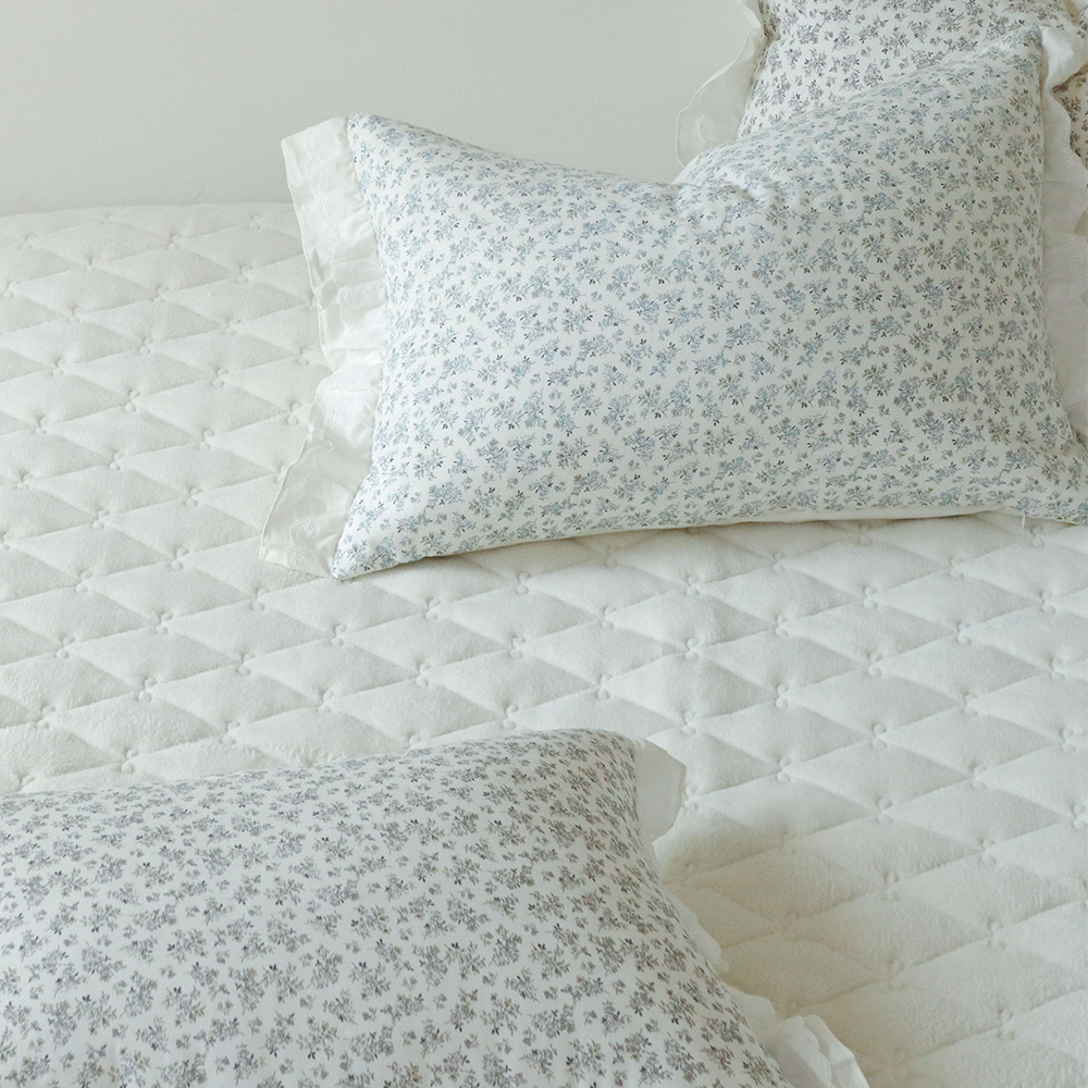 뽀글이 양털 극세사 침대패드 도톰한 리본퀄팅 미끄럼방지 고정밴드 겨울패드 SS