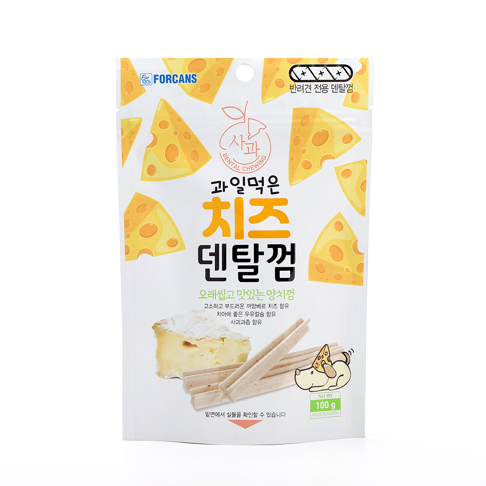 포켄스 과일먹은 치즈덴탈껌 100g 사과 강아지간식 - 상품 이미지