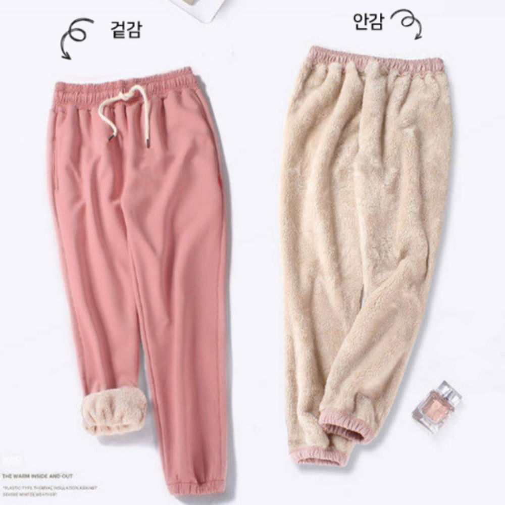 따뜻하고 포근한 여성 기모조거팬츠 겨울 조거핏 밴딩 바지 3color - 상세 이미지 4