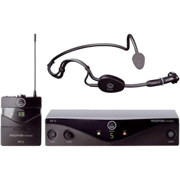 SR45 고정 수신기 PT45 포켓 송신기 C544L 헤드웨어 마이크가 장착된 AKG Pro 오디오 인식 무선 마이크 시스템 스포츠 세트3248X00010... 