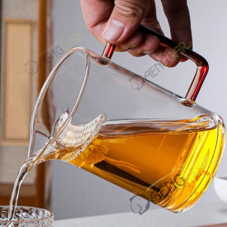 DGR 내열유리 거름망 숙우 400ml 레드 티포트세트 유리차주전자