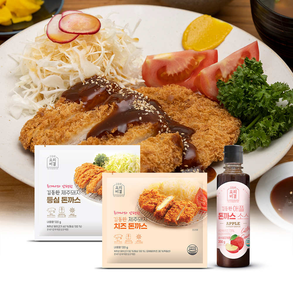 김동완 돈까스 2종 6팩 (등심4+치즈2+소스1) 제주돼지 튀겨나온 돈가스 에어프라이어