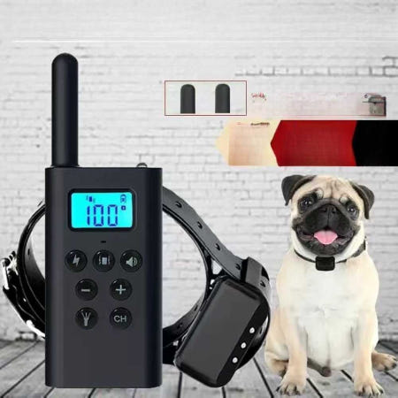 [해외]애완견 짖음방지 훈련장치 원격제어 전자목줄 개 전기충격 전기충격+진동+소리