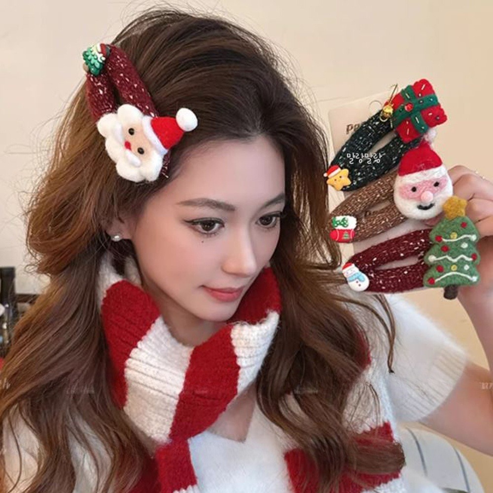 산타 트리 왕똑딱삔 크리스마스머리핀 귀여운 옆머리 포인트 삔 - 상세 이미지 3