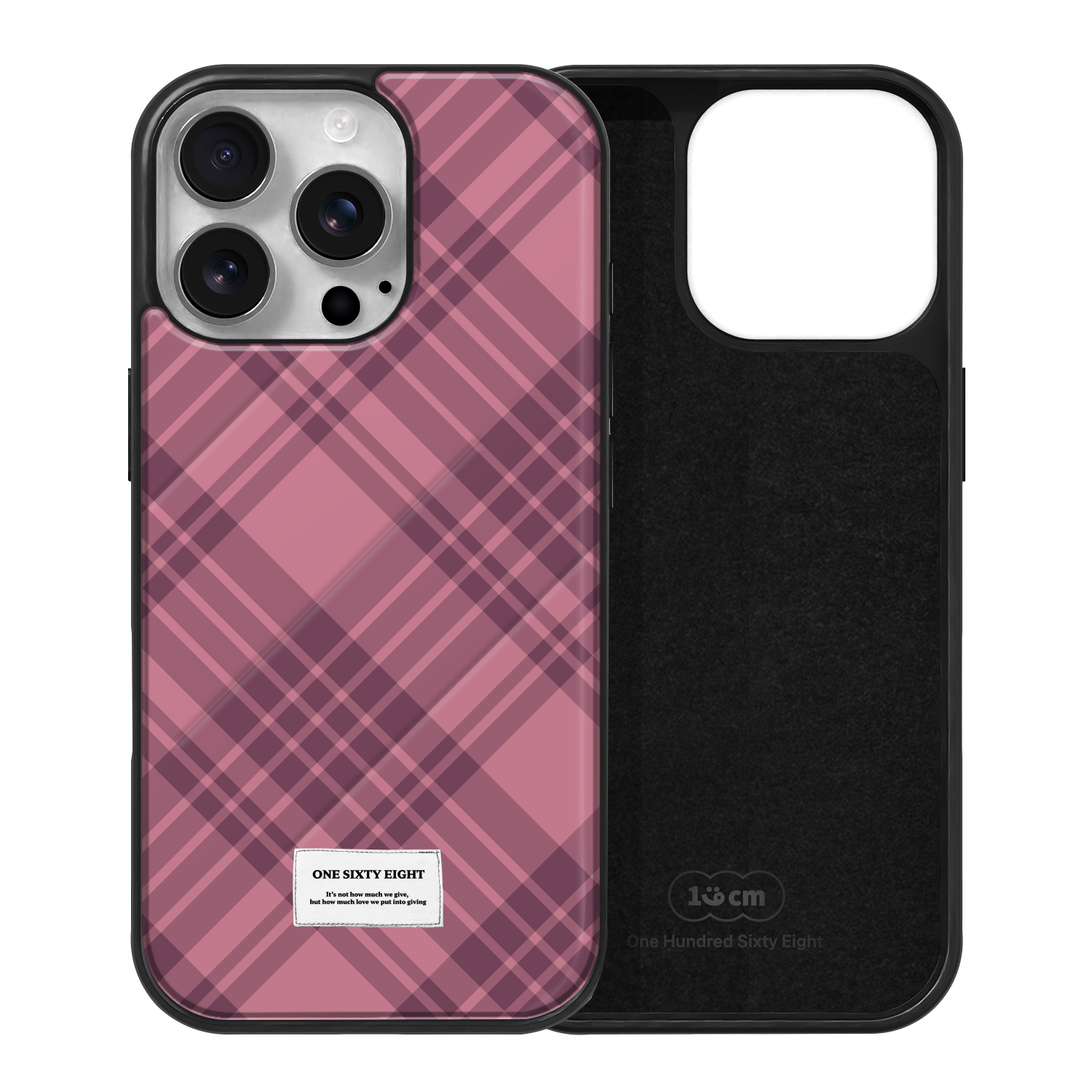 아이폰16 프로 케이스 맥세이프 우정 스웨이드 하이틴 핑크 체크 - 상세 이미지 2
