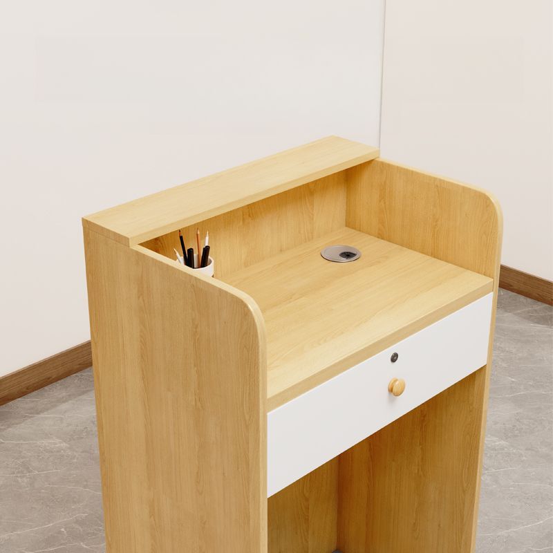 미니 계산대 테이블 카운터 책상 식당 옷가게 매장 안내 데스크 브라운 60x40x96cm - 상세 이미지 2