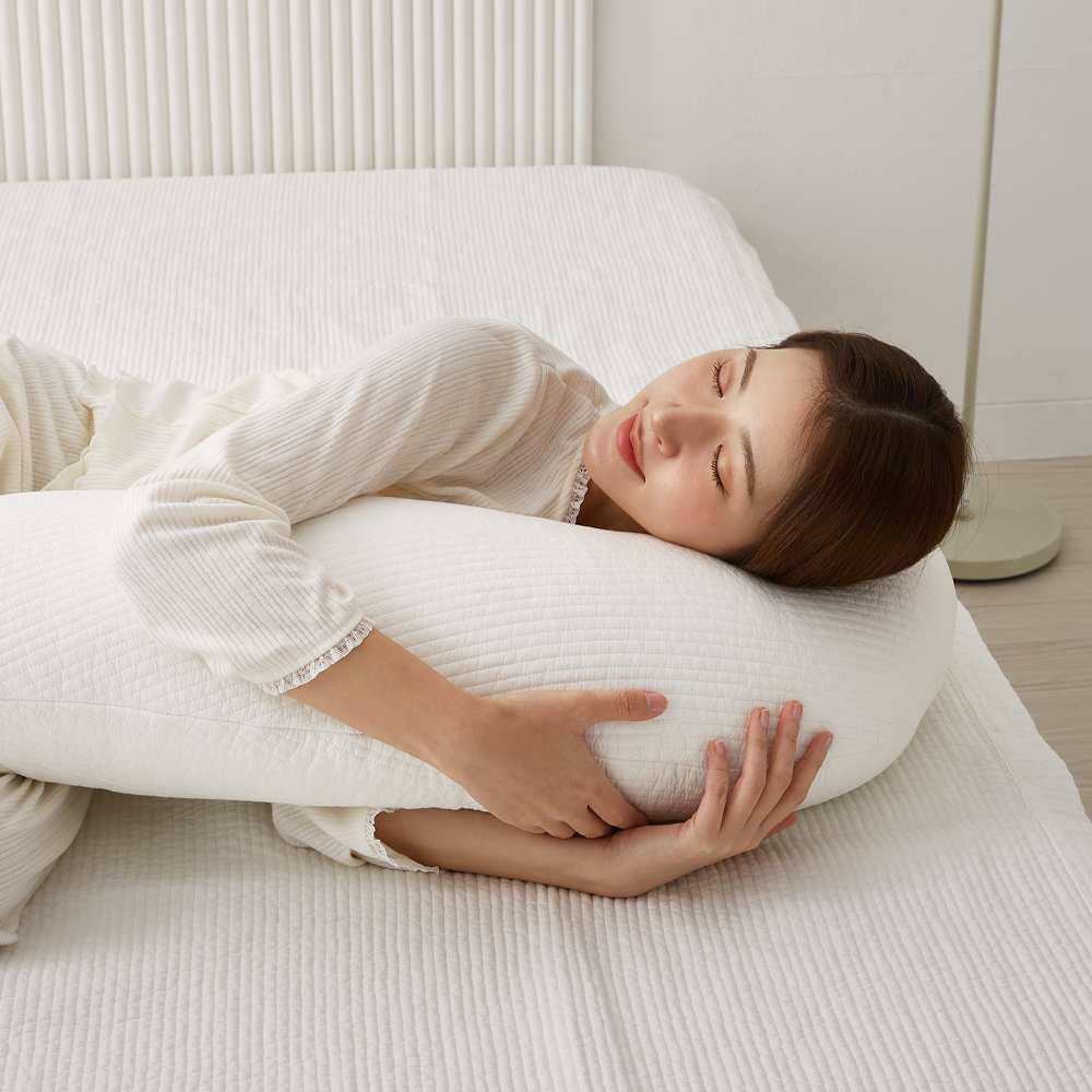 집앤콕 바디필로우 롱쿠션 순면 임산부용 안고자는 긴베개 커버만 그레이