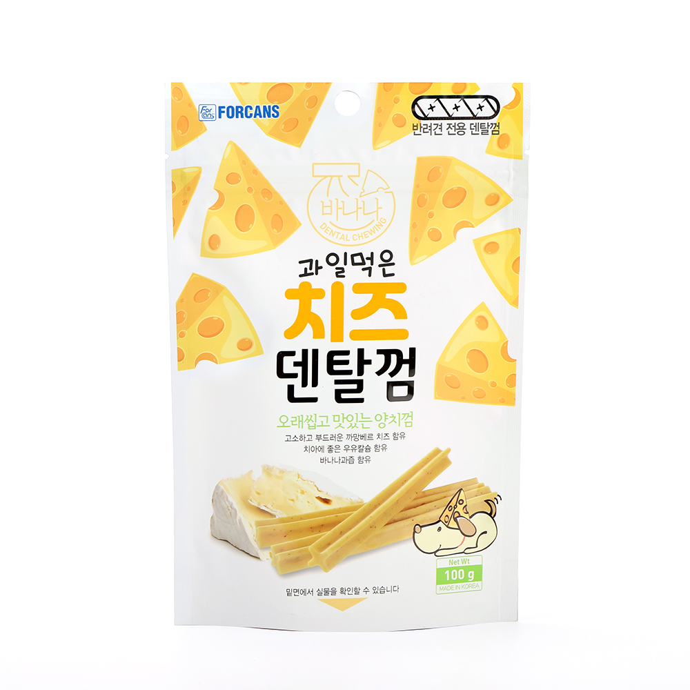 포켄스 과일먹은 치즈덴탈껌 100g 바나나 강아지간식 - 상품 이미지