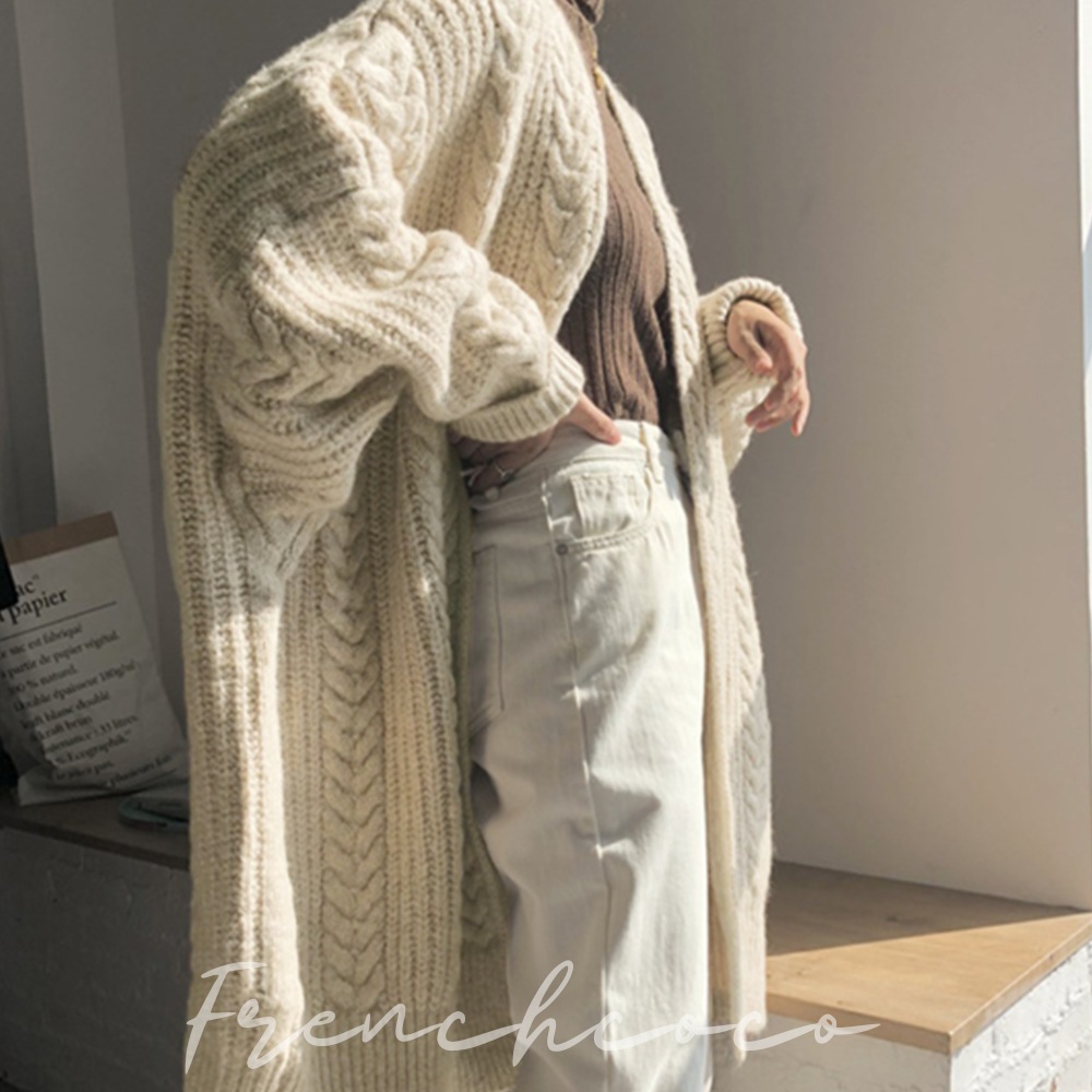 프렌치코코 로브 꽈배기 롱 가디건 가디건