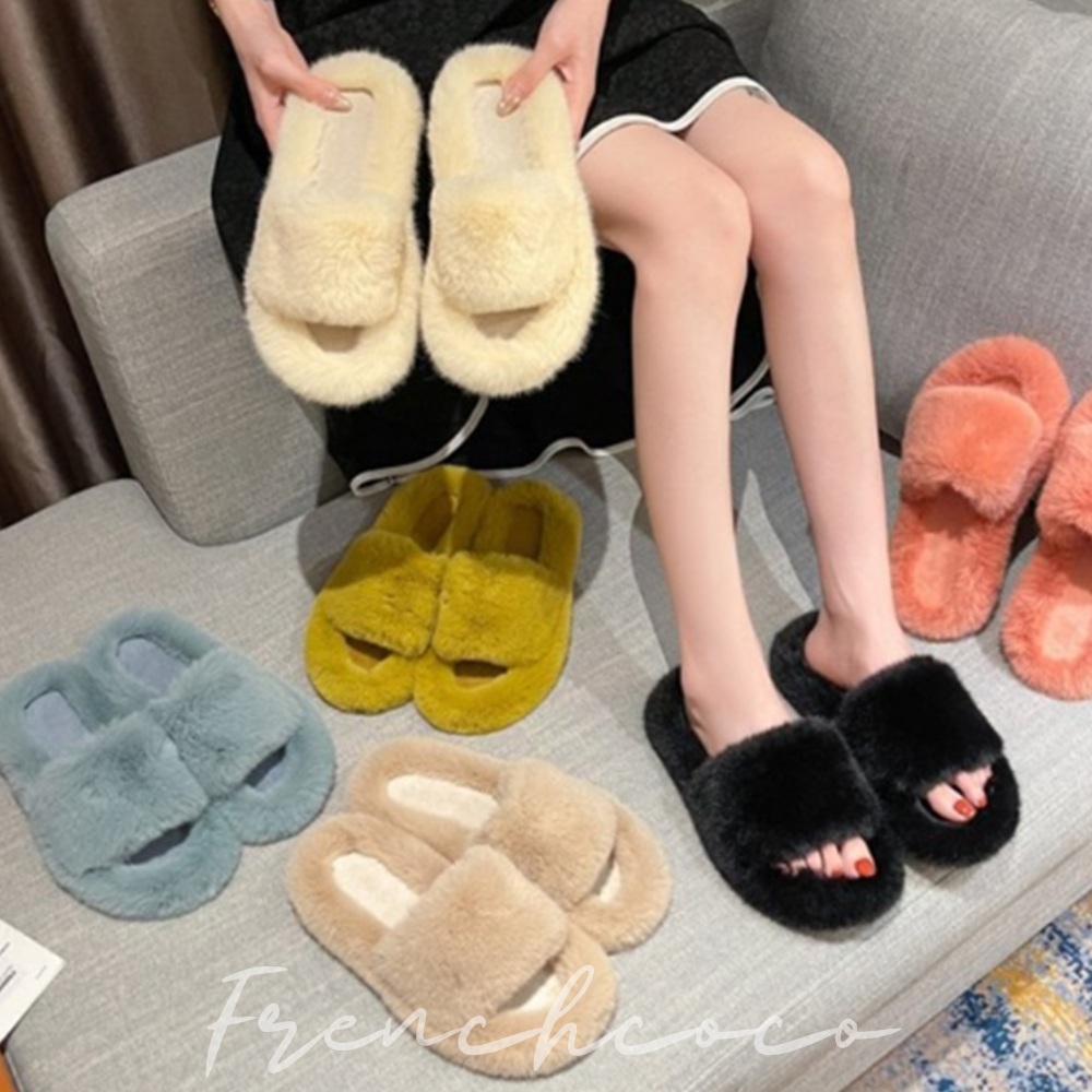 프렌치코코 겨울 털실내화 밍크털 슬리퍼 방한화 털신 - 메인 이미지