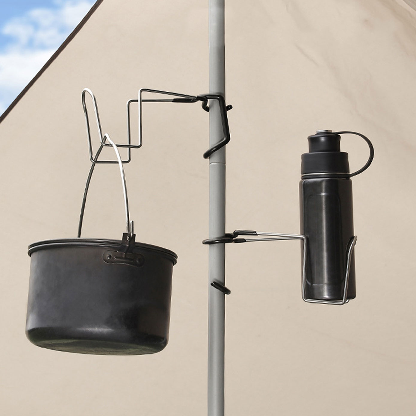 집게형 랜턴 걸이 컵 홀더 거치대 논슬립 스텐 다용도 폴대 고리 - 상세 이미지 3