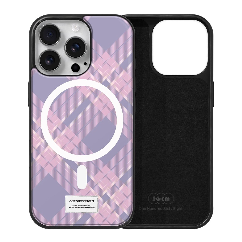 아이폰16 프로 맥세이프 케이스 하드 스웨이드 걸리쉬 체크 - 상품 이미지