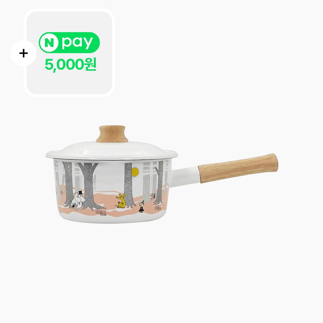 [에지리x무민] 포레스트 법랑냄비 편수 18cm - 상품 이미지