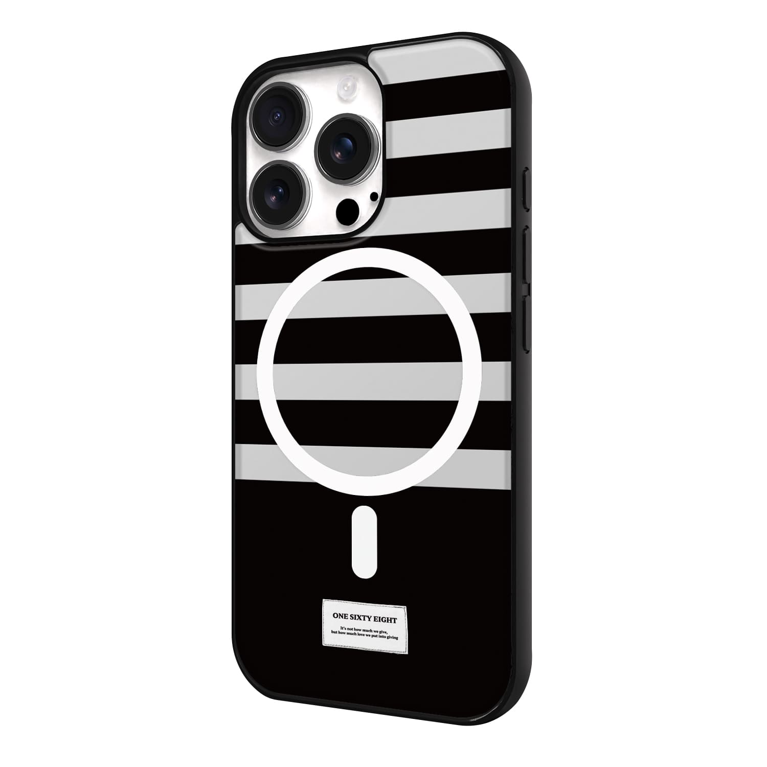 아이폰16 프로 맥세이프 케이스 하드 스웨이드 블랙 줄무늬 - 상세 이미지 3