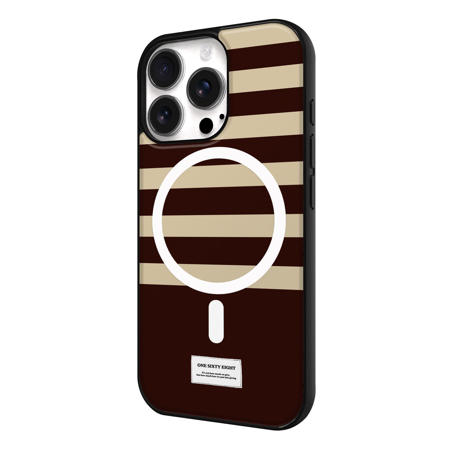 아이폰16 프로 케이스 맥세이프 제작 스웨이드 브라운 줄무늬 - 상세 이미지 3